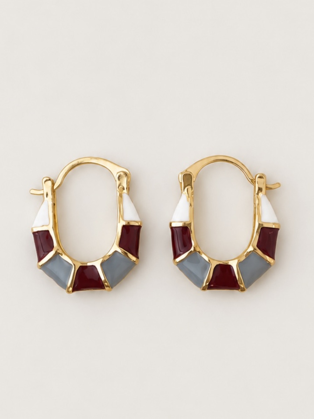 New! Cranberry Gray Colorblock Hoop Earrings NWOT 1052